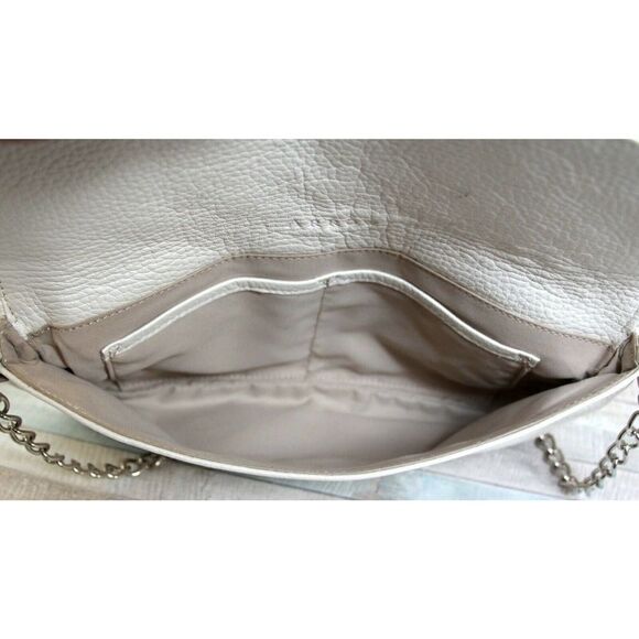 Arrow QUILTED STUDS PEARL IVORY GENUINE LEATHER FLAP SHOULDER BAG PURSE CLUTCH - Picture 7 of 8